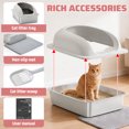 thumbnail image 6 of SHOUFTW 24 Inch Stainless Steel Cat Litter Box with Lid, Extra Large Enclosed Cat Litter Pan, High Wall Anti-Splash Design, Odor Control, Anti-Leakage, Includes Scoop and Mat, Light Grey, 6 of 9