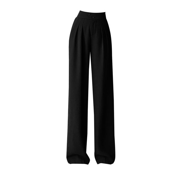 Heiheiup Robes pour Femmes 2024 Taille Haute Couvre-Ventre Effet Mince Ample Décontracté Taille Haute Grande Taille Droit Ample Pantalon de Complet Décontracté