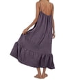 thumbnail image 5 of SROBPTY Summer Dresses for Women Solid Spaghetti Strap Ruffle Midi Beach, 5 of 5
