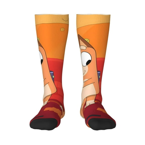 Masiiu Bluey Print Adult Crew socks, Comfortable Novelty Colorful Patterned, Breathable, Stylish Colorblock for Men Women