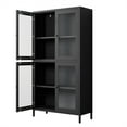 thumbnail image 6 of 59" Glass Display Cabinet, Metal Curio Cabinet with 4 Adjustable Shelves, 4 Glass Doors, Bookcase Side Cabinet for Home Office Living Room Pantry, 6 of 9