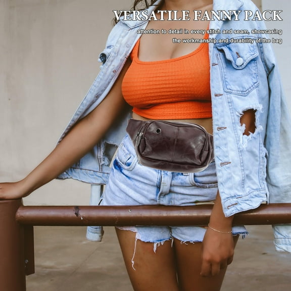 FRCOLOR Pu Leather Waist Packs Fanny Pack Crossbody Chest Bum Belt Bag Travel Pouch Sling Bag For Toddler Boys Girls For Trip Picnic Hiking Camping Sports Light Brown