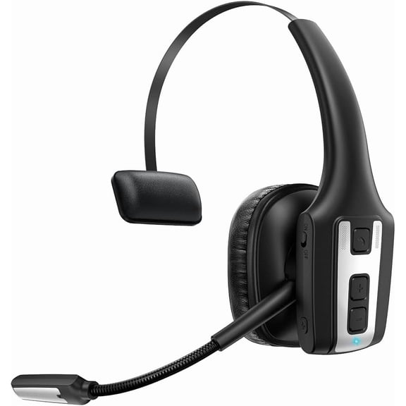 Bluetooth Wireless Headphones Noise Canceling Over Head Trucker Bluetooth Headset with Mic, Adjustable Lightweight Headband,55 Hrs