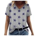 thumbnail image 1 of Machine d'Impression de T-Shirts Mode Femme Col en V Imprimé Manches Courtes Blouse T-Shirt d'Été, 1 of 4