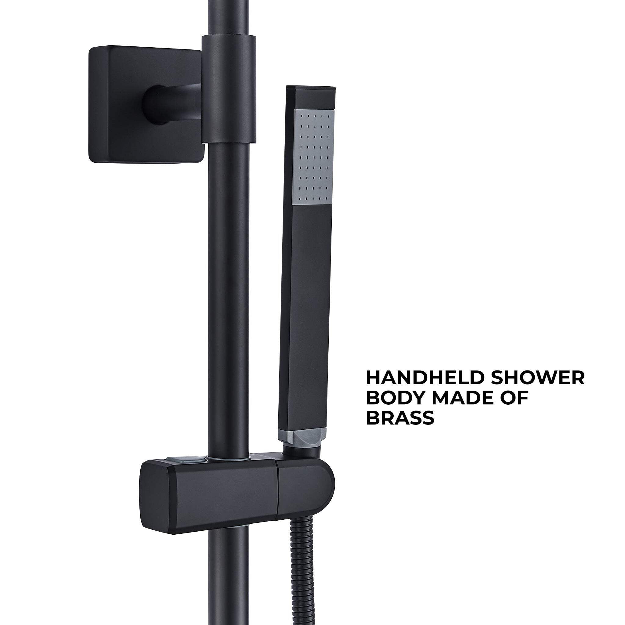 Fennocasa Polaris Lux Shower Set - 10" Square Rainfall Showerhead with Handheld Spray, Brushed Gold