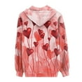 thumbnail image 4 of Renewold Fashion Zip-Front Pocket Hoodies & Sweatshirts for Women Size 3XL Valentine's Day Round Neck Streetwear Workout Shirts Red Hearts Graphic Oversized Jacket Coat, 4 of 6