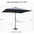 thumbnail image 7 of PURPLE LEAF 10' x 10' Patio Market Umbrella Outdoor Table Sun Umbrellas with Crank 8 Aluminum Sturdy Ribs for Pool Deck Backyard Beach Grey, 7 of 7