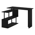 thumbnail image 1 of Pemberly Row L-Shape Computer Desk with 3-Tier Shelves in Americano/Black, 1 of 6