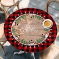 thumbnail image 2 of Christmas Round Tablecloth, Fitted Table Cover with Elastic for 45"-54" Round Tables, Xmas Tree Snowman Snowflake Red Plaid Table Cloth Outdoor Indoor Dinning Party Waterproof Tablecloths, 2 of 7