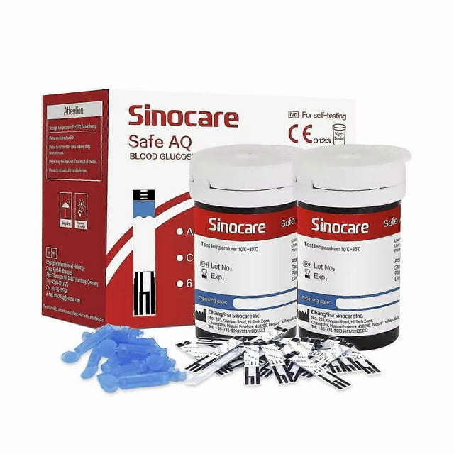 Sinocare 50 pcs Blood Glucose Test Strips & 50 pcs Lans for Safe AQ Smart and Safe AQ Voice A1