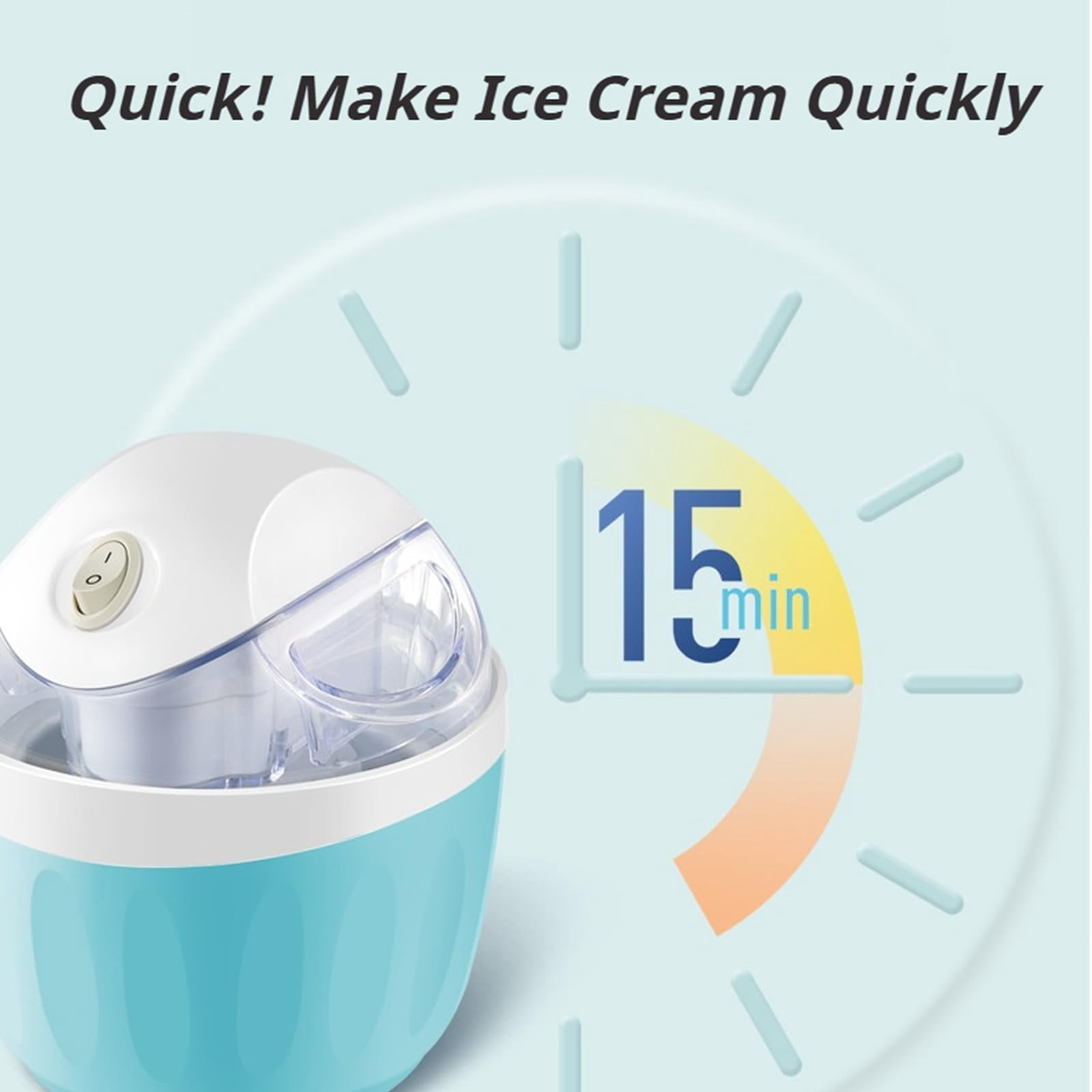 Small Home Mini Ice Cream Maker with One-Touch Operation, Freezer Bowl Fast Cooling System, Personal Single Serve Dessert Maker for Kitchen