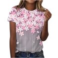 thumbnail image 2 of Hauts d'Été Grande Taille à Manches Courtes pour Femmes T-Shirt Décontracté Ample à Imprimé Floral Col Rond Imprimé T-Shirt à Manches Courtes Col en V pour Femmes en Solde, 2 of 8