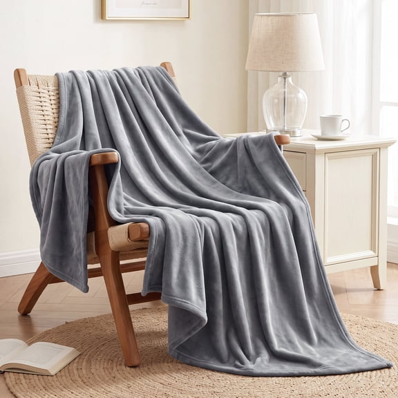 U by Bedsure Fleece Throw Blanket for Couch Grey, Lightweight Plush Fuzzy Cozy Soft Blankets and Throws for Sofa, 50x60 inches