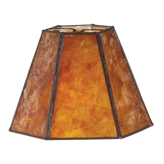 B&P Lamp® Supply Mica Panel, Mini Hexagon Shade, 3"(T) X 6"(B) X 4.25"(H) Mica Lamp Shade