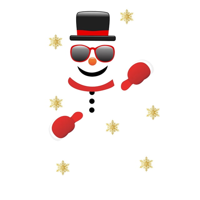 XIANXIAN Christmas Decorative Sticker Combination Cartoon Snowman Sticker for Door Decor Refrigerator Garage Cabinet Self-Adhesive Decal