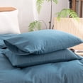 thumbnail image 6 of BESTOUCH Duvet Cover Set Full 100% Washed Cotton Linen Feel Soft Chic Lightweight 3Pcs (Dark Blue, 80"x90"), 6 of 9