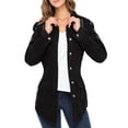 thumbnail image 3 of Notus Women's Casual Slim Distressed Long Sleeve Denim Lapel Jacket Windbreaker Outercoat Black S, 3 of 7