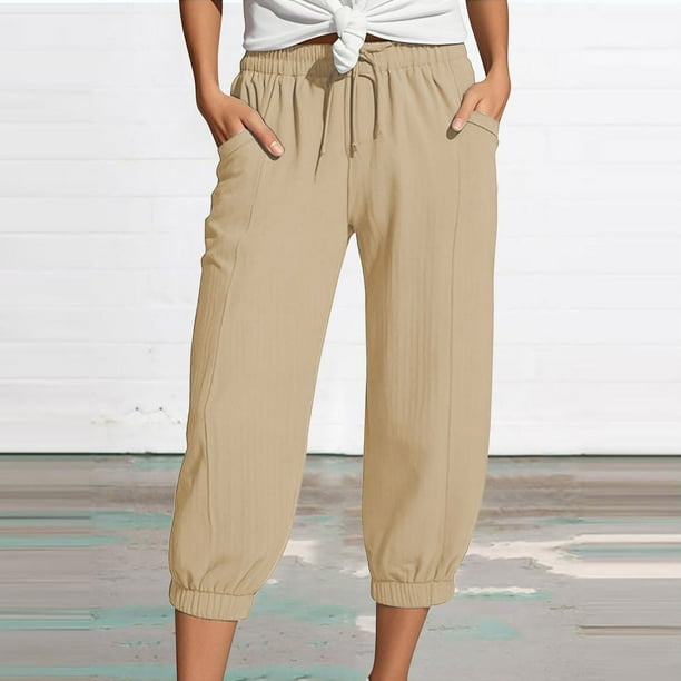 WILLBEST Pantalones Casuales para Mujer, con Bolsillos, Cintura Alta, Lisos, Rectos, Largos, Acampanados, para Comodidad y Estilo Diario. Chica