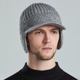 thumbnail image 5 of D-GROEE Winter Beanie with Visor & Earflaps for Men Outdoor Woolen Yarn Knitted Hat, 5 of 8