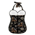 thumbnail image 2 of FKELYI Vintage Dachshund Dog Paw Print Women Swimsuits One Piece Bikini Swimwear Polyester Beachwear Halter Bathing Suits with Soft Pad Tummy Control Monokini for Ladies Summer, 2XL, 2 of 7