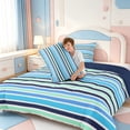 thumbnail image 4 of Erosebridal Modern Geometric Line King Size Comforter Sets,Linear Stripes Comforters King Size,Navy Blue Reversible,3-Piece,1 Comforter and 2 Pillowcases, 4 of 7