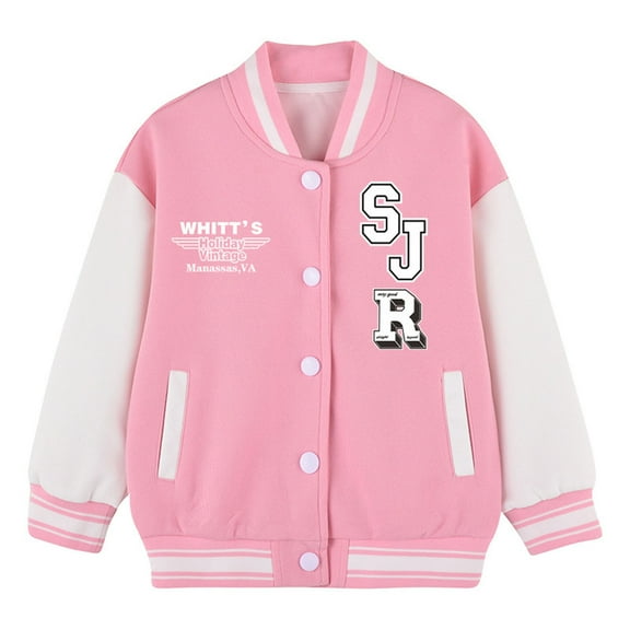 WhouRiu Boys Bomber Jacket Colorblock Letter Prints Coat Kids Sports Lightweight Outerwear Jackets Pink,Sized 12-18 M