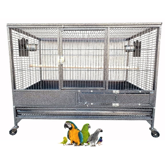 36" X-LARGE Deluxe Single Stacker Breeding Breeder Bird Parrot Rolling Cage 1/2" Bar Spacing African Grey Small Quaker Amazon Cockatiels Sun Parakeet Green Cheek Conure Dove Lovebird Budgies