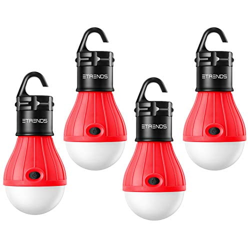 Multi-colour Battery Powered Portable Lamp E-TRENDS 4 Pack LED Lantern Tent Light Bulb Camping Hiking Fishing Emergency Lights