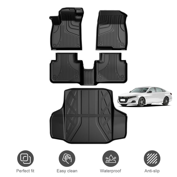 Floor Mats and Cargo Liner Fit for Honda Accord 2018-2022 (Include Hybrid) All Weather TPE Full Set Waterproof Car Protection Accessories