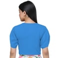 thumbnail image 4 of eloria Women's Casual Blouse Tops, Ruffle Puff Sleeve, Round-Neck Top Color: Blue | Size: L, 4 of 6