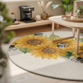 thumbnail image 3 of Round Area Rugs 4Ft, Sunflower Non-Slip Washable Circle Rugs Carpet, Green Botanical Yellow Floral Summer Rustic Indoor Outdoor Rug Floor Mats Throw Runner for Bedroom Living Room Bathroom, 3 of 8
