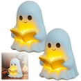 thumbnail image 5 of Cute Ghost Reading Book Lamp, New Halloween Light Up Ghost Statue Night Light with Smile, Halloween Home Office Decor, Funny Indoor Ghosts Figurine Decor for Bedroom Living Room (1PCS), 5 of 9