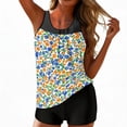 thumbnail image 2 of longantii Tankini Swimsuits for Women Two Piece Bathing Suits Floral Print Blouson Tank Top Tummy Control Modest Swimsuits with High Waist Swim Shorts Tankini Swimwear Orange XL, 2 of 7