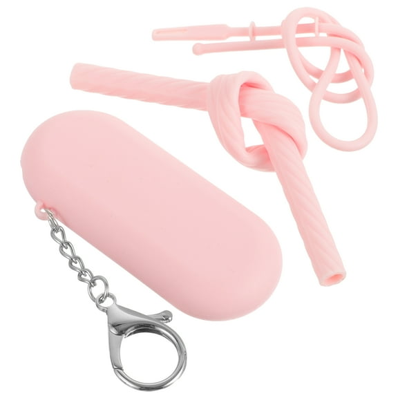 FUEENIRVA 1Set Silicone Straw Kit Reusable Straws with Case and Cleaning Tool for Outdoor Trips
