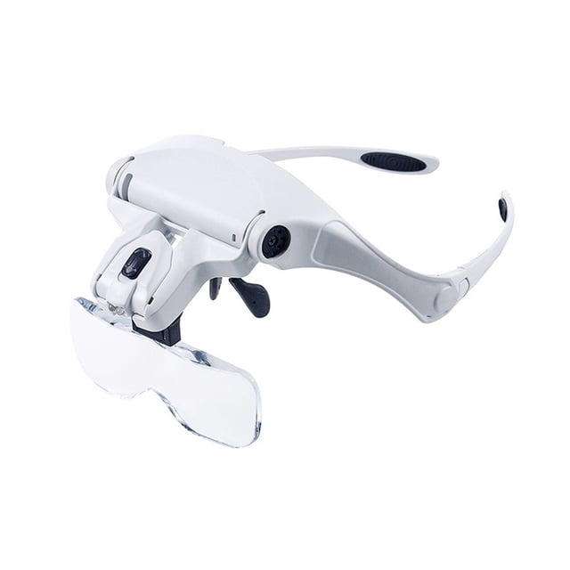Lupa de montaje en la cabeza con luces LED, diadema con lupa, 5 lentes reemplazables para Romacci Lupas