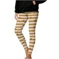 thumbnail image 3 of QIUOMBBP Women's Christmas Leggings Striped Printed Yoga Pants High Waisted Tummy Control Activewear Workout Leggings, Khaki, XL, 3 of 10