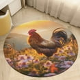 thumbnail image 5 of Rooster Vintage Barn Colorful Flowers Round Small Area Rug, Print Non Slip Washable Floor Mat, Soft Throw Rug for Living Room, Powder Room Entryway, Bathroom, Bedside, 5 of 7
