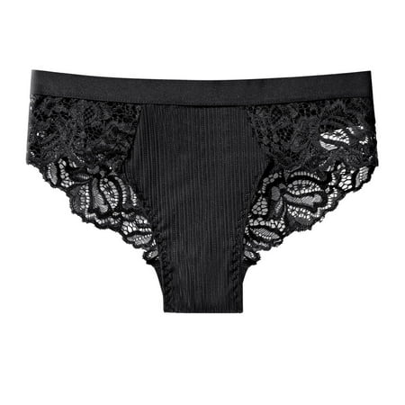 

Cathalem Snap Crotch Lingerie for Women Womens Transparent Lace Splicing Panties Cotton Hollow Womens plus Lingerie Underwear Black Small