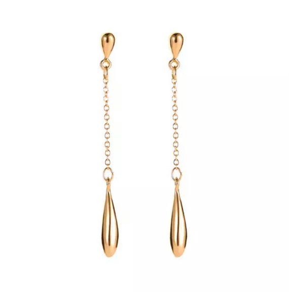 HOOUN 925 Silver Plated Fashion Gold Crystal Shinny Hook Stud Drop Earring Gift-Gold