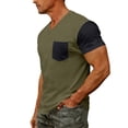 thumbnail image 5 of Afdoent T Shirts For Men Short Sleeve Pocket T-Shirt Comfortable Crew Neck Casual Color Block Top Soft Breathable Daily Wear Tee Summer Vacation Soft Top, 5 of 7