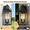 thumbnail image 3 of Lawyettle 18" Large Outdoor Wall Lantern with Dusk to Dawn Sensor, 2-Light Waterproof Black Wall Sconce with Glass for Porch, Garage, Front Door, Patio, 3 of 7