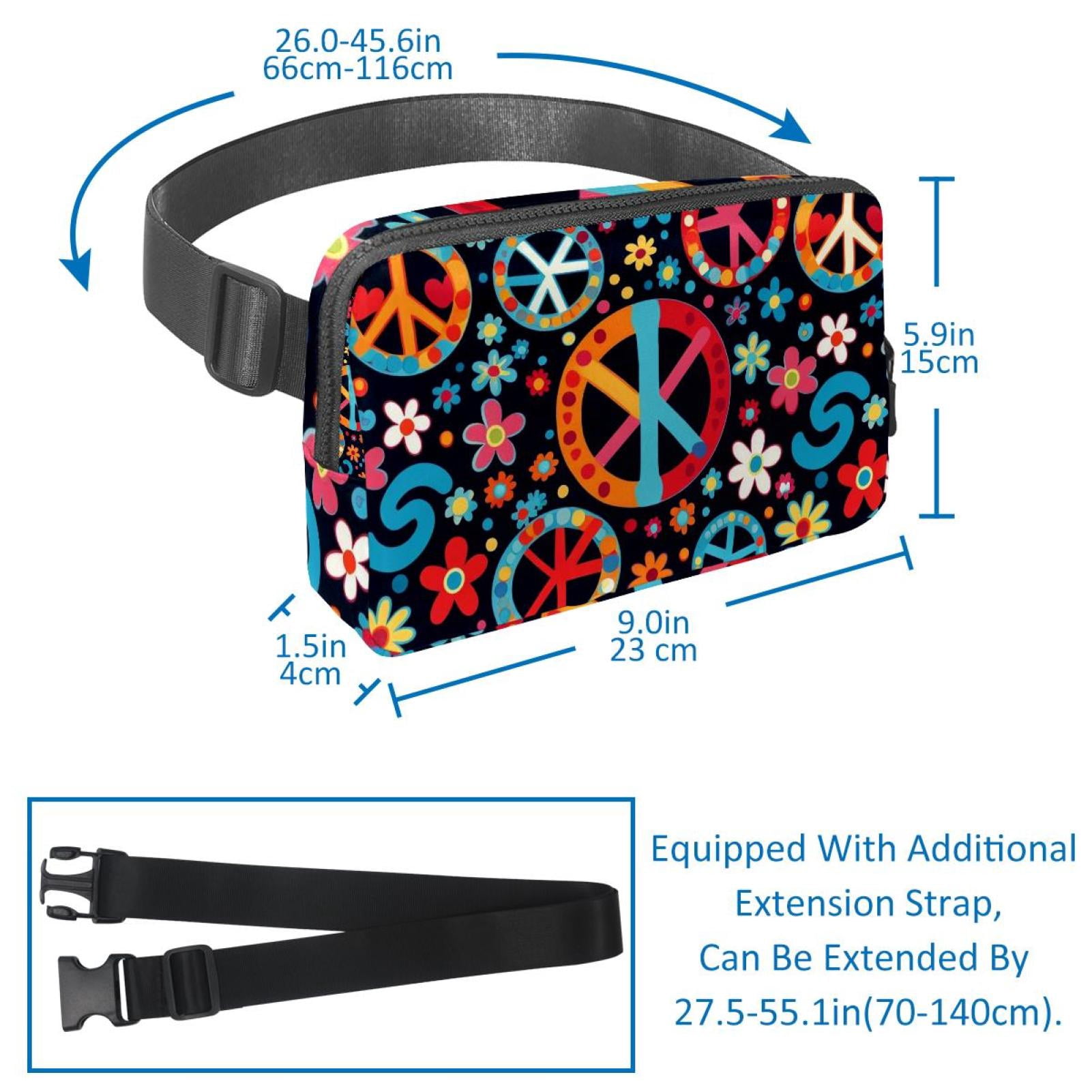 Peace Symbol Lightweight Adjustable Sling Bag Running Belt Waist Pack with Extension Strap Unisex