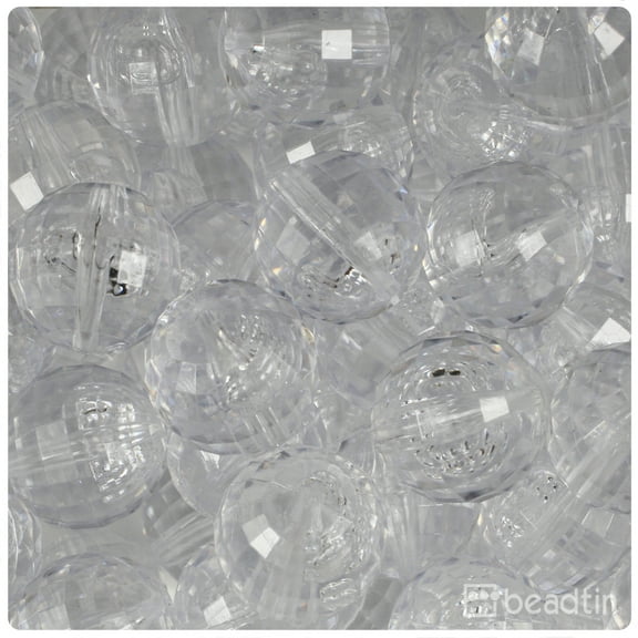 BeadTin Crystal Transparent 18mm Faceted Globe Plastic Beads (12pcs)