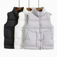 thumbnail image 4 of comerut Women Cotton Vest Single-breasted Stand Collar Padded Thicken Solid Color Keep Warm Neck Protection Sleeveless Winter Vest for Outdoor, 4 of 7