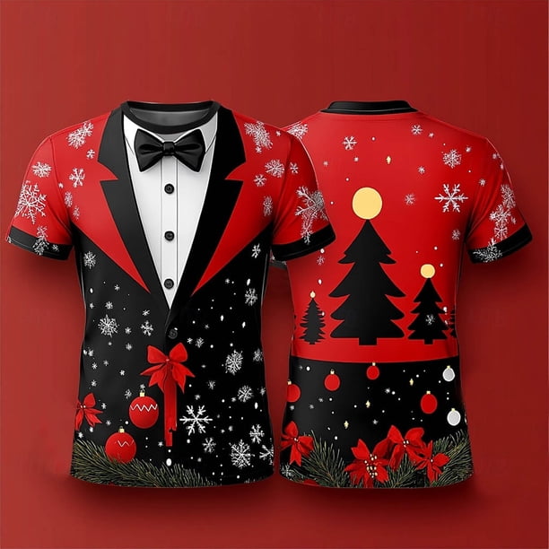 Tops para hombre, blusas y camisas de manga corta con cuello redondo para hombre, moda para hombre, casual, cuello redondo, estampado, jersey deportivo, mangas cortas, camiseta, blusa navideña, blusa