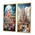 thumbnail image 3 of Designart "Castles curious Wonder Pastel I" Castles Framed Wall Art Set Of 2 - Multi-Color Architecture Framed Wall Art Set Of 2, 3 of 7