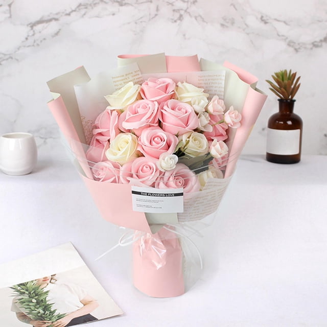 Caja de flores artificiales Set Rose Flower Centerpieces Arreglos Flores falsas Arte para la decoración para hogar Baby Shower Día de claro Soledad Ramo Seco
