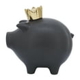 thumbnail image 7 of Sagebrook Home Ceramic 8" Pig With Crown, Black, 7 of 7