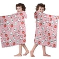 thumbnail image 4 of Pink Cow Milk Strawberry Pattern Hooded Bath Towel，50"x30" for Ages 3 To 12 Kids, Quick Dry Lightweight Soft Microfiber Hood Beach Towel Cover Up for Kids, 4 of 7