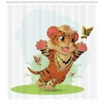 thumbnail image 3 of Ambesonne Cartoon Shower Curtain, Cub with Butterflies, 69"Wx84"L, Orange Cream Green, 3 of 3
